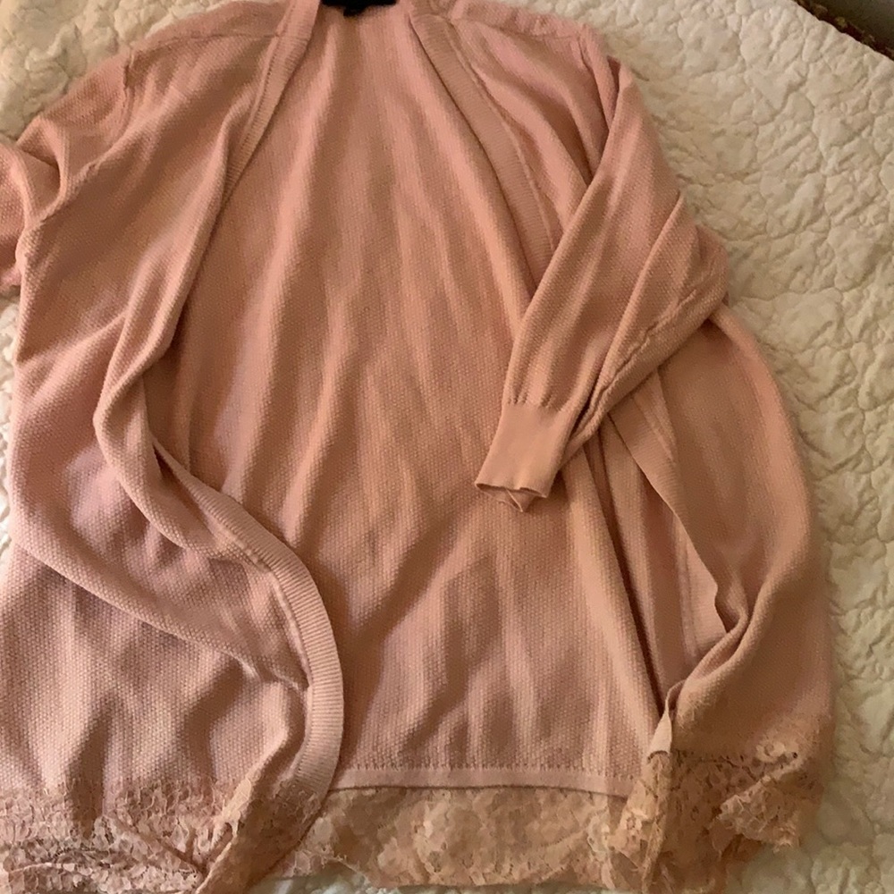 LANE BRYANT BLUSH PINK CARDIGAN